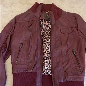 Burgundy leather jacket Size M